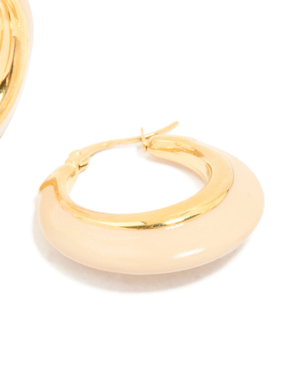 Waterproof Gold Plated Stainless Steel Short Enamel Hoop Earrings