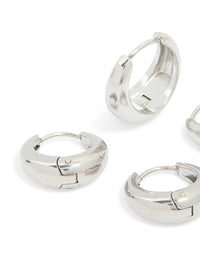 Waterproof Stainless Steel Thick Oval Huggie Earrings 2-Pack - link has visual effect only