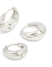 Waterproof Stainless Steel Thick Oval Huggie Earrings 2-Pack - link has visual effect only