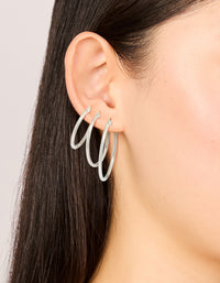 Waterproof Stainless Steel Large Thin Mix Hoop Earrings 3-Pack - link has visual effect only