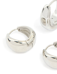 Waterproof Stainless Steel Chunky Huggie Earrings 2 Pack - link has visual effect only