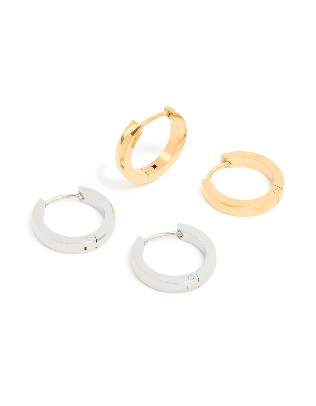 Waterproof Mixed Plated Stainless Steel Thin Huggie Earrings 2 Pack