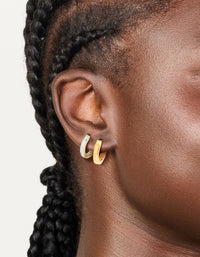 Waterproof Mixed Plated Stainless Steel Thin Huggie Earrings 2 Pack - link has visual effect only