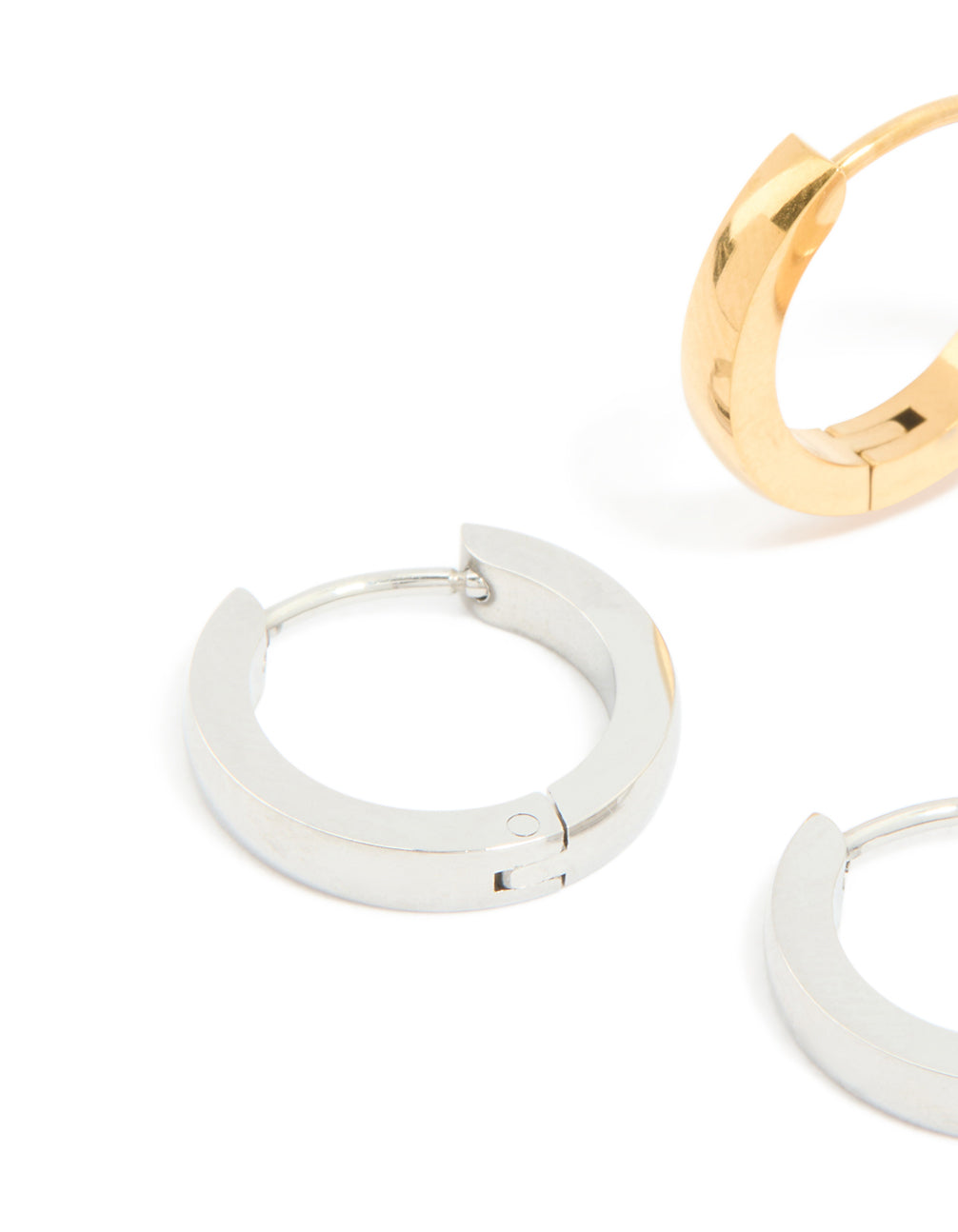 Waterproof Mixed Plated Stainless Steel Thin Huggie Earrings 2 Pack