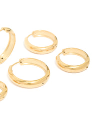 Waterproof Gold Plated Stainless Steel Chubby Hoop Earrings 3-Pack - link has visual effect only