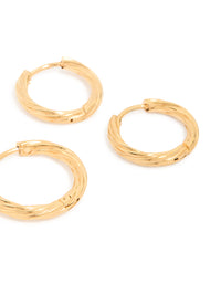 Waterproof Gold Plated Stainless Steel Small Wrap Huggie Earrings 3-Pack - link has visual effect only