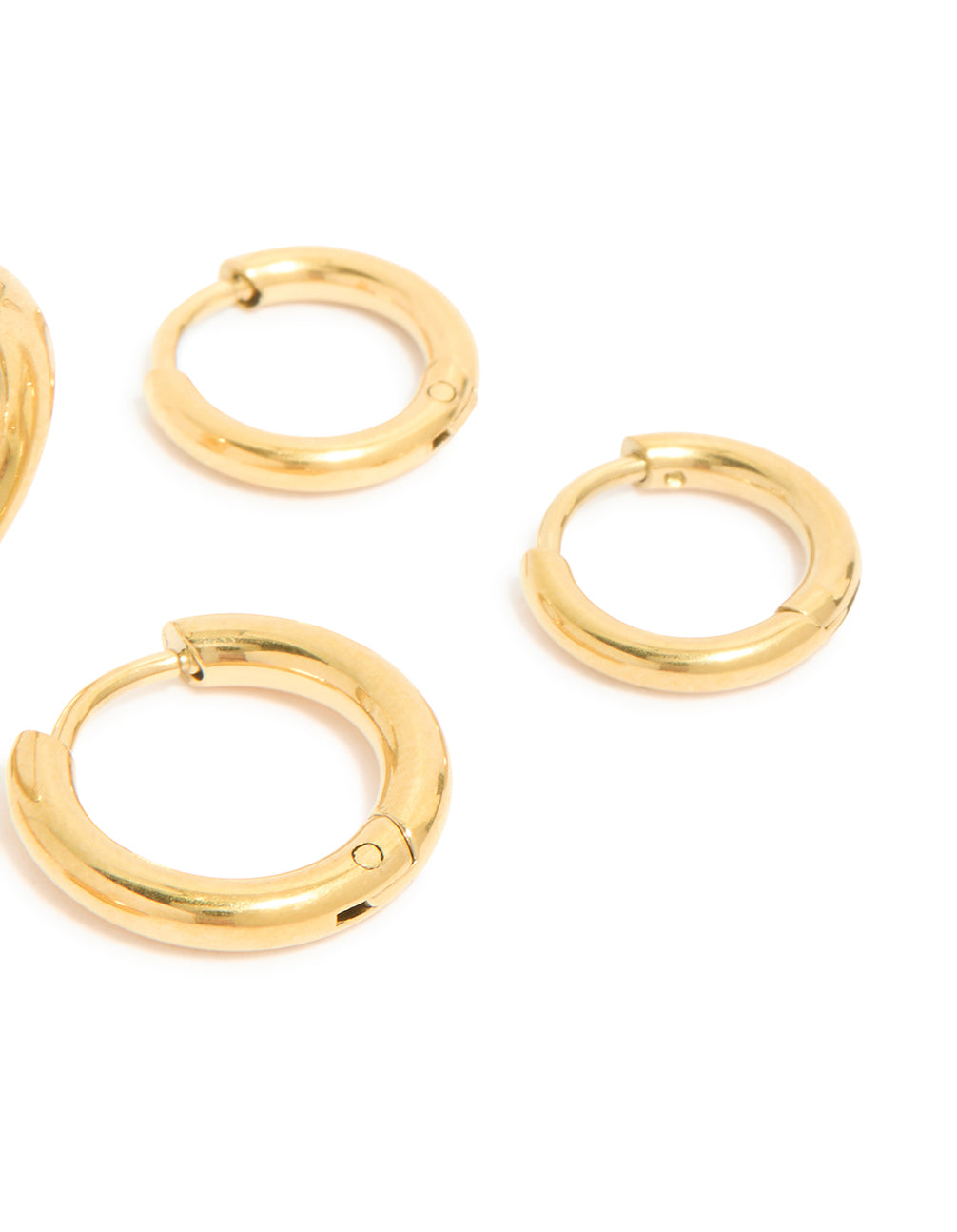 Waterproof Gold Plated Stainless Steel Small Huggie Earrings 3-Pack