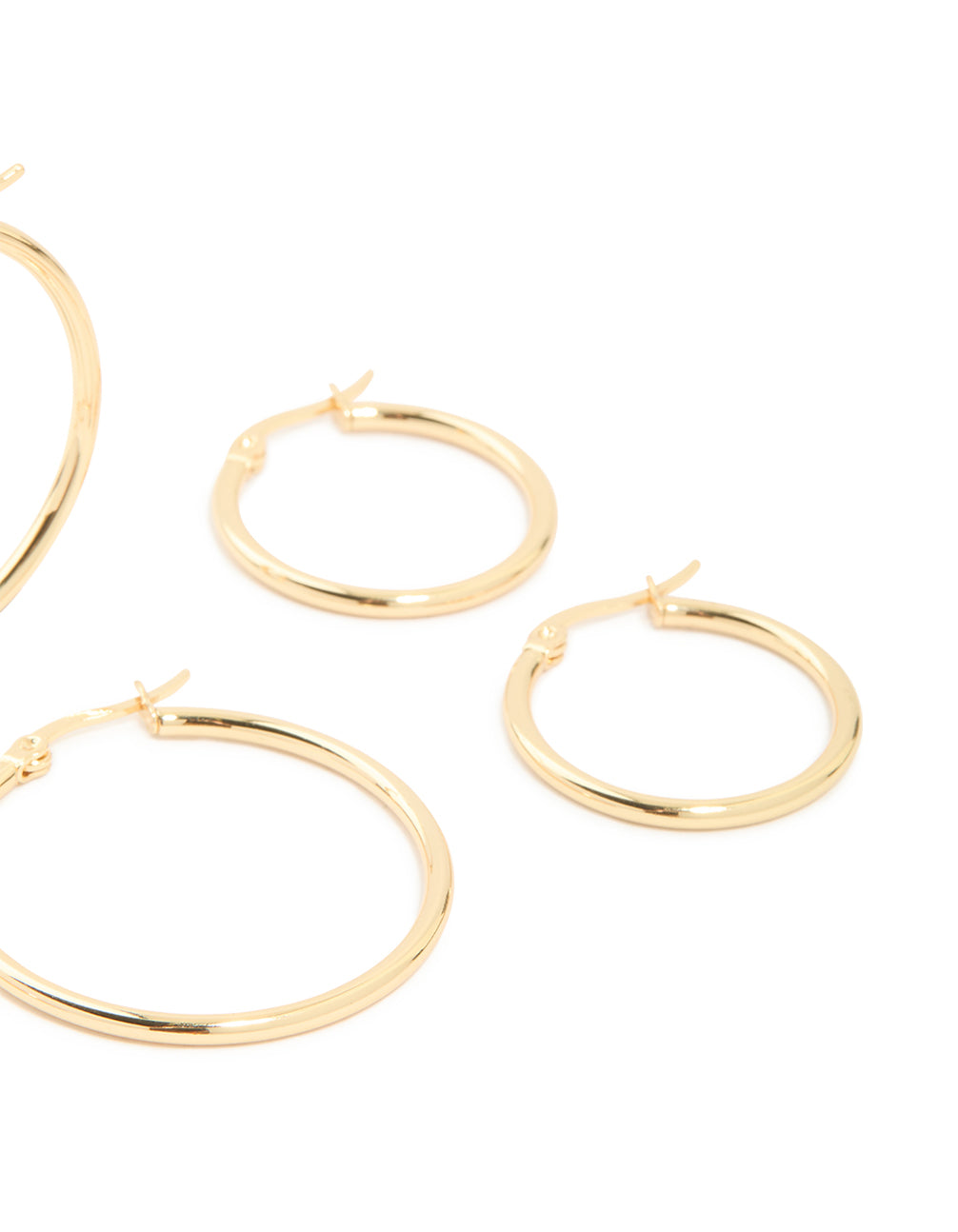 Waterproof Gold Plated Stainless Steel Large Thin Mix Hoop Earrings 3-Pack