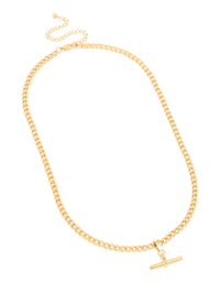 Waterproof Gold Plated Stainless Steel T Bar Short Necklace - link has visual effect only