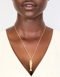 Waterproof Gold Plated Stainless Steel Sardine Pendant Necklace - link has visual effect only