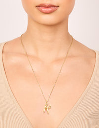 Waterproof Gold Plated Stainless Steel Bamboo Letter K Necklace - link has visual effect only
