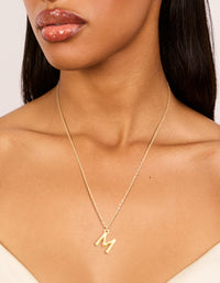 Waterproof Gold Plated Stainless Steel Bamboo Letter M Necklace - link has visual effect only