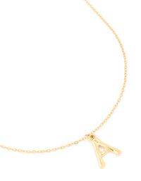 Waterproof Gold Plated Stainless Steel Bamboo Letter A Necklace - link has visual effect only