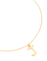 Waterproof Gold Plated Stainless Steel Bamboo Letter J Necklace - link has visual effect only