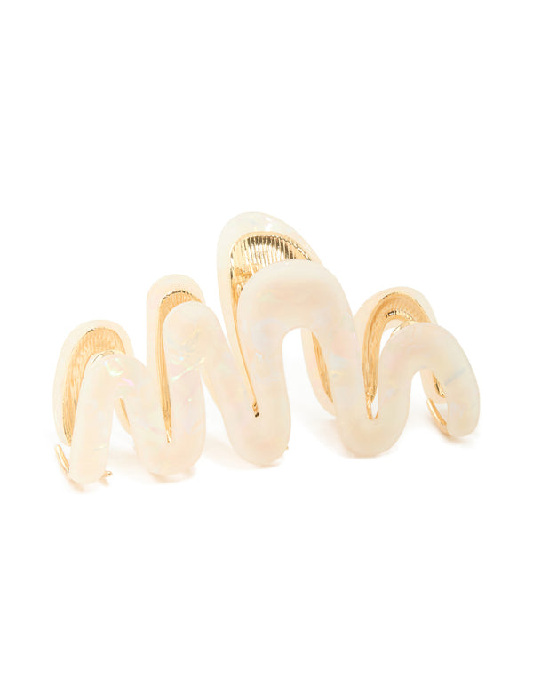 Gold Acrylic Pearl Squiggle Claw Clip