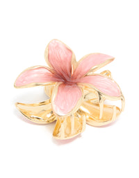 Gold Dusty Pink Enamel Frangipani Flower Claw Clip - link has visual effect only