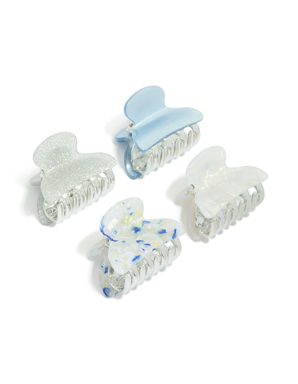 White & Blue Claw Clips 4-Pack