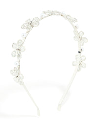 Silver Diamante Small Flowers Headband - link has visual effect only