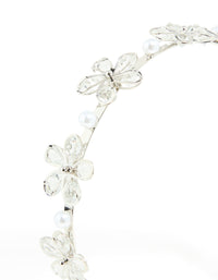 Silver Diamante Small Flowers Headband - link has visual effect only