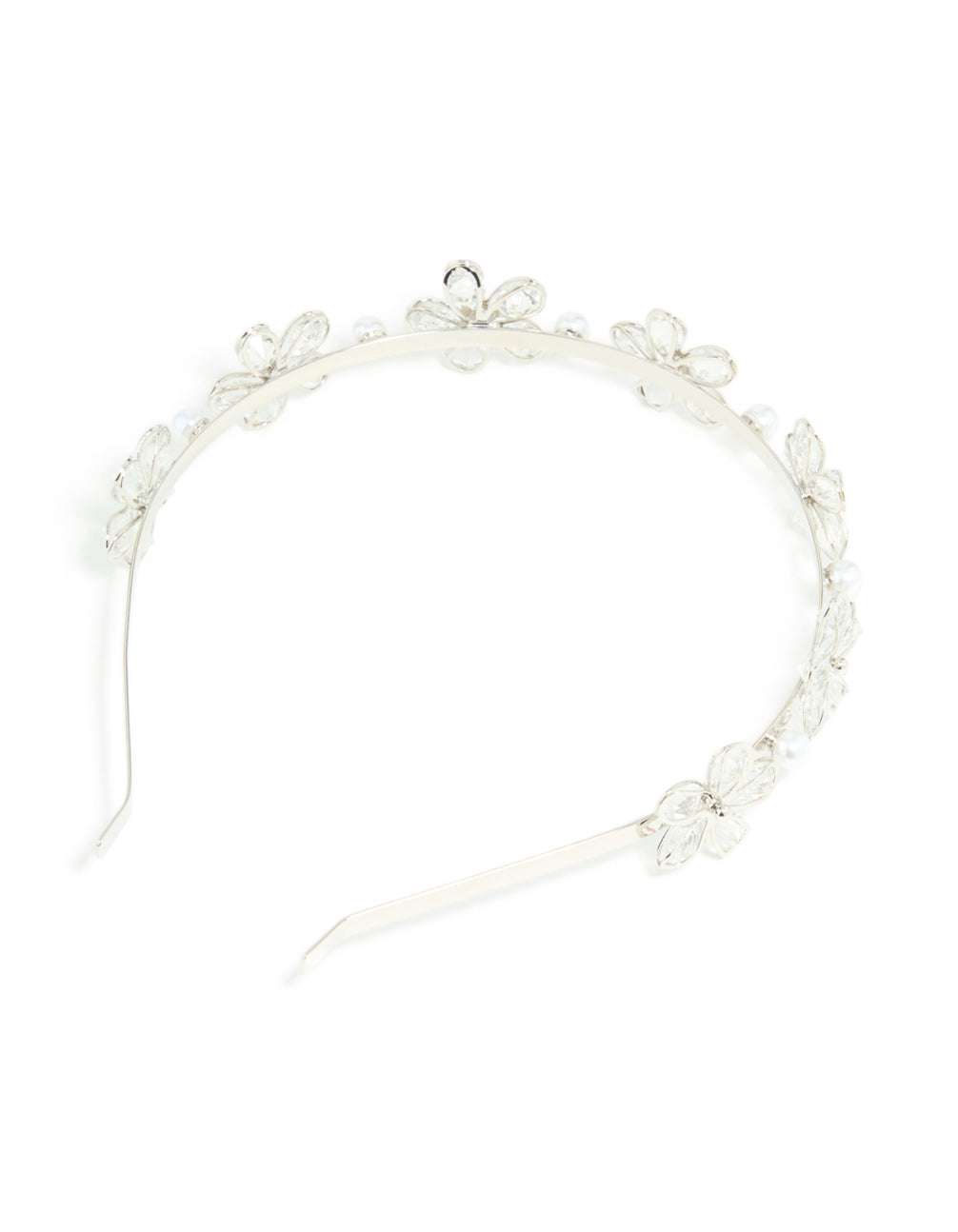 Silver Diamante Small Flowers Headband
