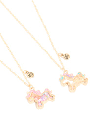 Kids Gold Shaker Unicorn Necklaces 2-Pack - link has visual effect only