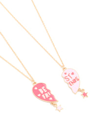 Kids Gold Pink Heart With A Star Drop BFF Necklaces 2-Pack - link has visual effect only