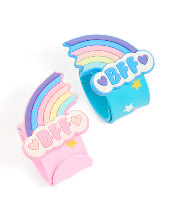Kids Rainbow BFF Slap Band Bracelets 2-Pack