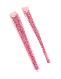 Kids Pink Glitter Tinsel Heart Hair Clips 2 Pack - link has visual effect only