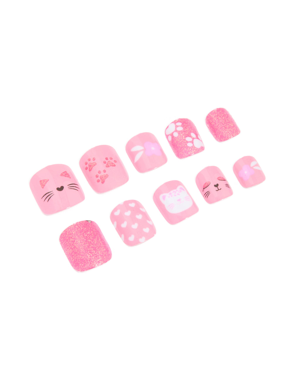 Kids Cats & Heart Design Press On Nails Set