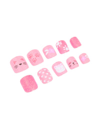 Kids Cats & Heart Design Press On Nails Set - link has visual effect only