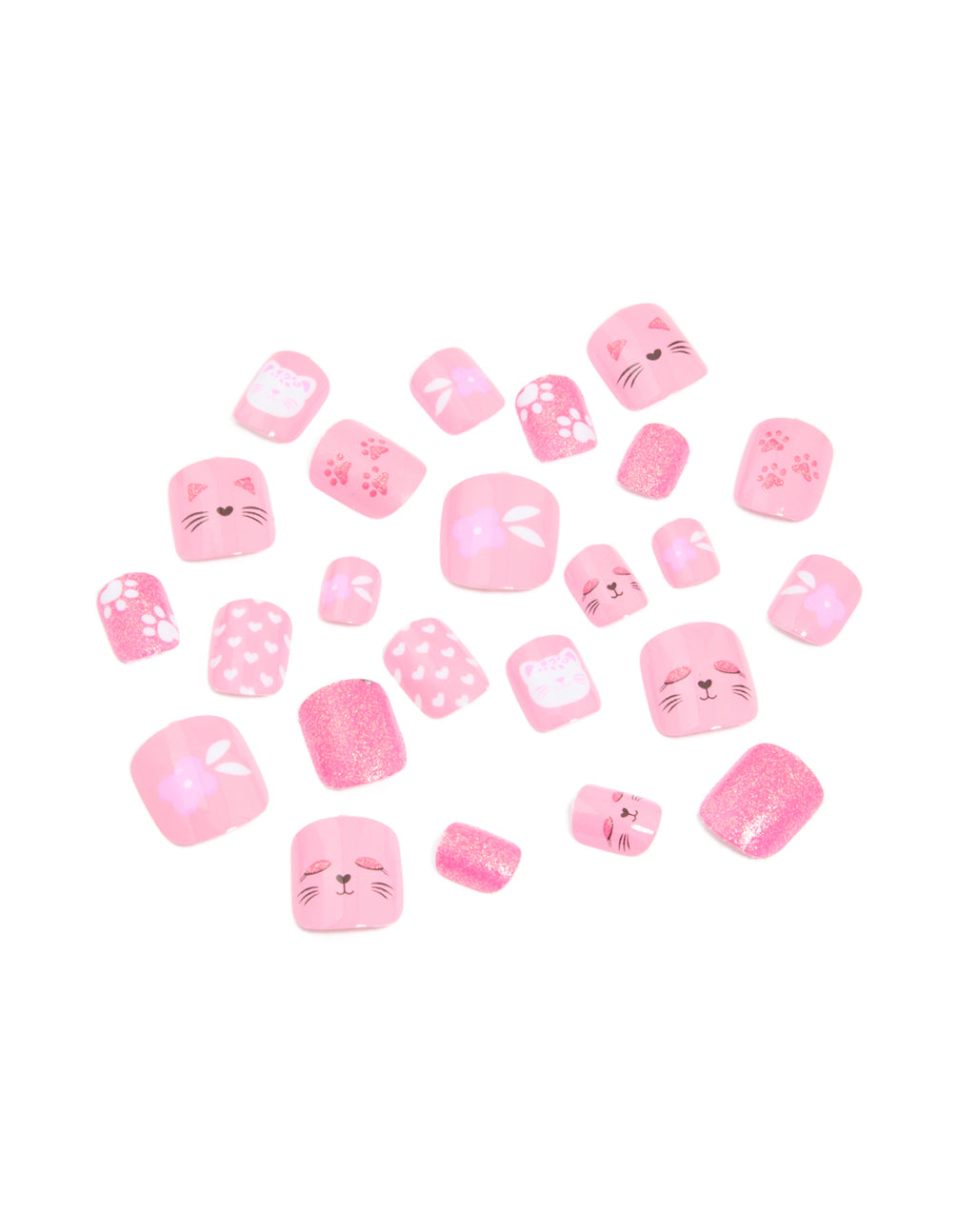Kids Cats & Heart Design Press On Nails Set