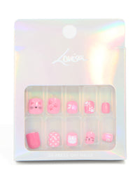 Kids Cats & Heart Design Press On Nails Set - link has visual effect only