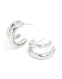 Waterproof Stainless Steel Double Illusion Open Hoop Earrings - link has visual effect only