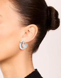 Waterproof Gold Plated Stainless Steel Triple Illusion Hoop Earrings - link has visual effect only