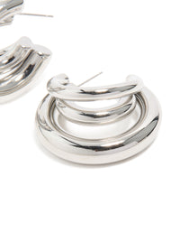 Waterproof Gold Plated Stainless Steel Triple Illusion Hoop Earrings - link has visual effect only