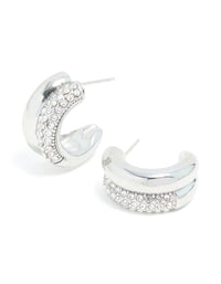 Waterproof Stainless Steel Cubic Zirconia Pave Illusion Hoop Earrings - link has visual effect only