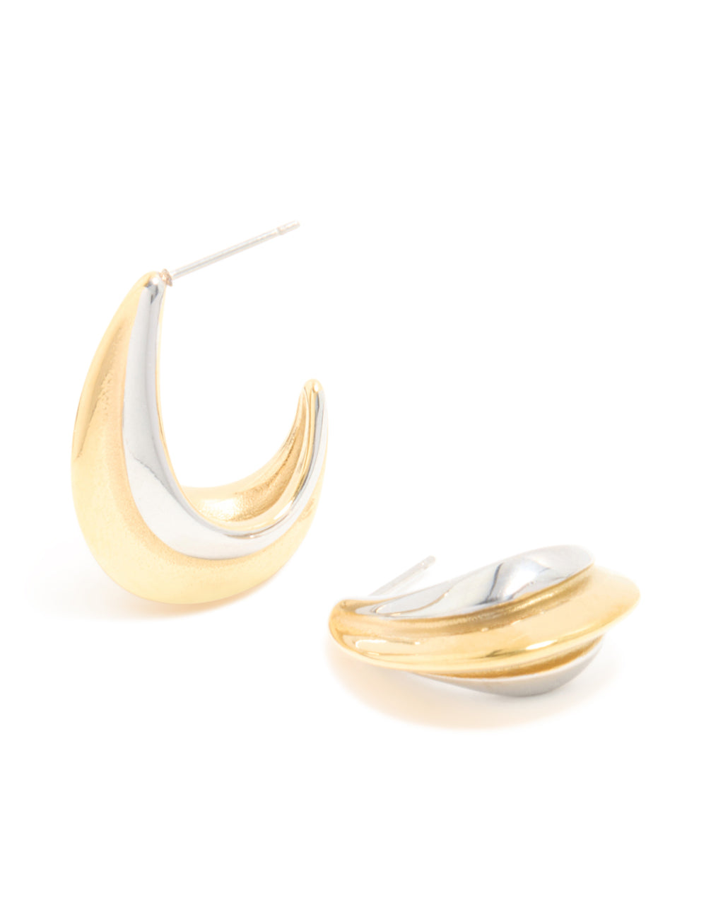 Waterproof Mixed Metal Plated Stainless Steel Small C Shaped Illusion Hoop Earrings