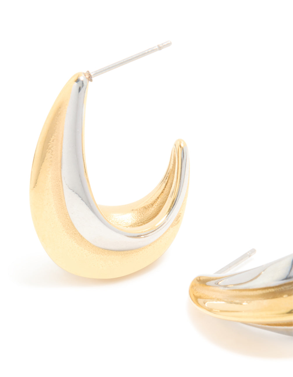 Waterproof Mixed Metal Plated Stainless Steel Small C Shaped Illusion Hoop Earrings