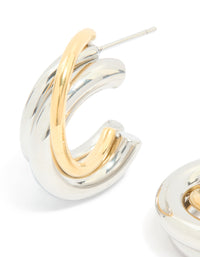 Waterproof Mixed Metal Plated Stainless Steel Large Trio Illusion Hoop Earrings - link has visual effect only