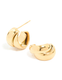Waterproof Gold Plated Stainless Steel Wrapped Illusion Hoop Earrings - link has visual effect only