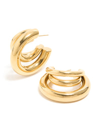 Waterproof Stainless Steel Triple Illusion Hoop Earrings - link has visual effect only