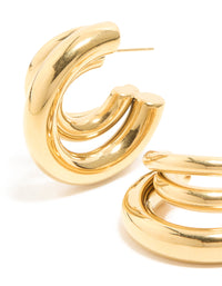 Waterproof Stainless Steel Triple Illusion Hoop Earrings - link has visual effect only