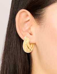 Waterproof Gold Plated Stainless Steel Medium Illusion Hoop Earrings - link has visual effect only