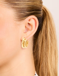 Waterproof Gold Plated Stainless Steel Double Illusion Hoop Earrings - link has visual effect only