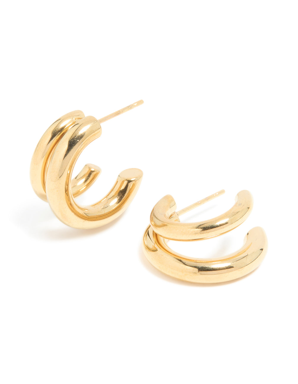 Waterproof Gold Plated Stainless Steel Double Illusion Open Hoop Earrings