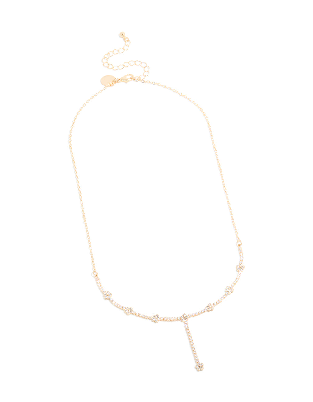 Gold Cubic Zirconia Floral Y-Necklace