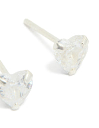 Sterling Silver Cubic Zirconia Heart Stud Earrings - link has visual effect only