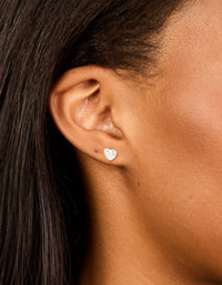 Sterling Silver Chubby Heart Stud Earrings - link has visual effect only