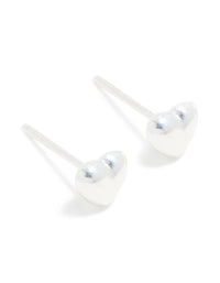 Sterling Silver Chubby Heart Stud Earrings - link has visual effect only