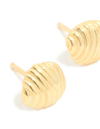 Gold Plated Sterling Silver Round Textured Stud Earrings - link has visual effect only